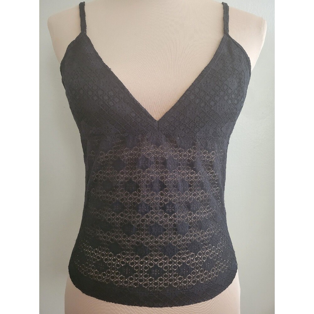 M Vintage Designer Les Snobs Black See Through V-Neck Low Cut Camisole